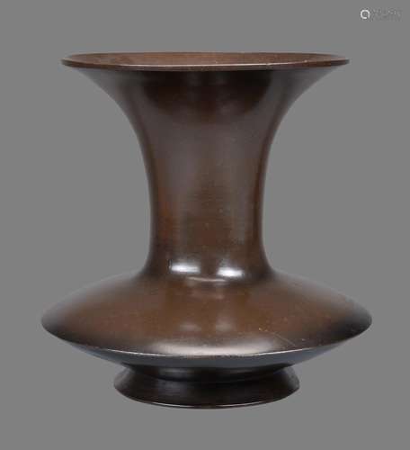 A Japanese Bronze Ikebana Vase of simple