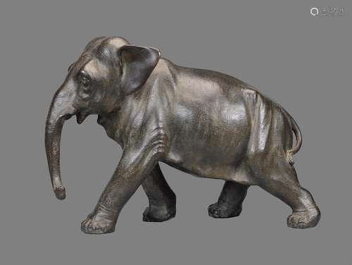 A Japanese Bronze Model of an Elephant