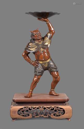 GYOKKO: A Large Parcel Gilt Bronze Figure of an Oni