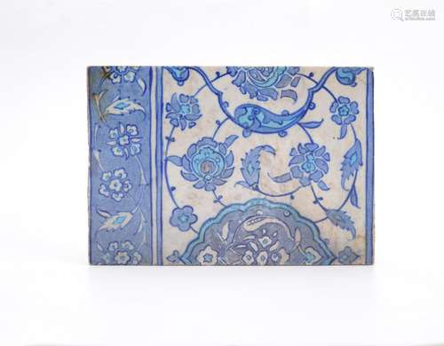 An Iznik rectangular pottery tile