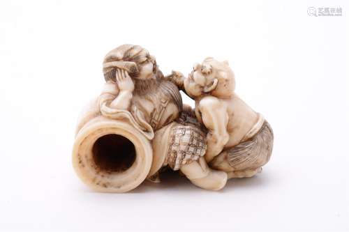 Munenori: An Ivory Netsuke carved as Shoki