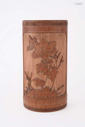 A Japanese Bamboo Brush Pot