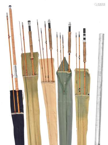 Hardy Bros., Alnwick: Six various split-cane fishing rods