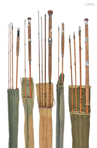 Hardy Bros. Alnwick; a group of five Palakona fishing rods