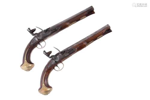 Barbar London, a pair of flintlock holster pistols