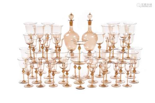 A Venetian pale-amber tint glass part table service