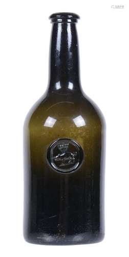 An 18th century sealed wine bottle