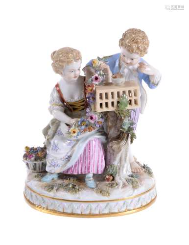 A Meissen group of two children emblematic of Spring