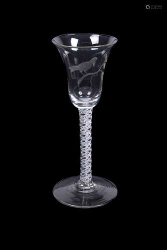 An engraved opaque-twist wine glass