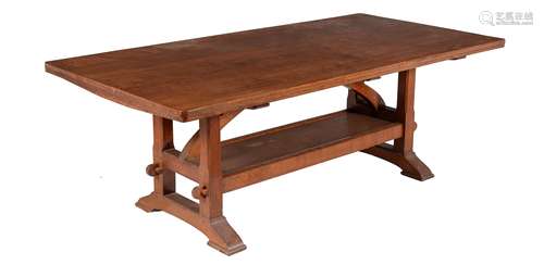 An Arts and Crafts oak refectory dining table