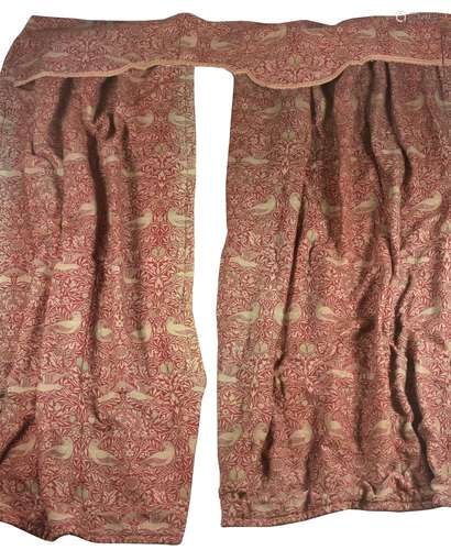 William Morris for Morris & Co., Bird, a set of four Arts and Crafts curtains,