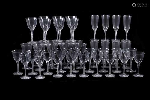 Lalique, Cristal Lalique, Treves, a clear glass table service of wine glasses