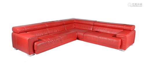 Calia Italia, Cagliari, a large red leather corner sofa