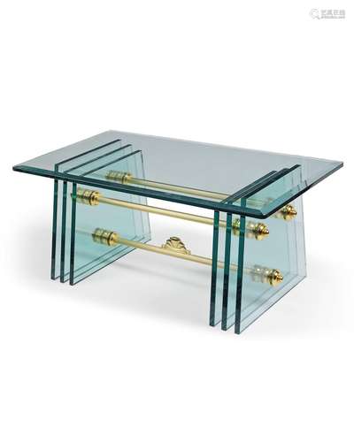 An Italian glass and metal coffee table