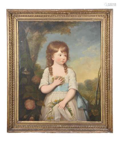 Manner of George Romney , Portrait of a girl in a white dress