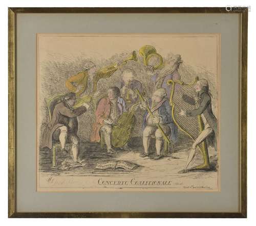 After James Gillray, seven 18th and 19th century engraved prints (7)