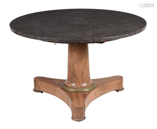 A French mahogany and brass mounted centre table