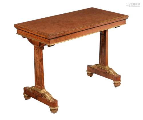 A Regency amboyna and parcel gilt card table