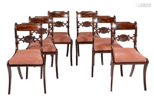 A set of six George IV mahogany dining chairs