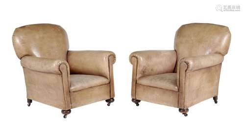 A pair of upholstered armchairs