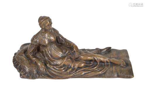 A French gilt bronze model of a reclining maiden