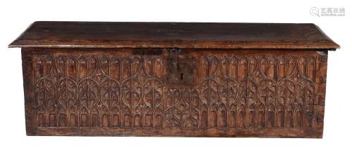 A Northern European carved walnut chest or coffer