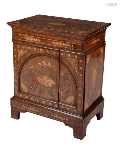 A Dutch mahogany and marquetry inlaid side cabinet