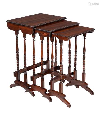 A William IV nest of three goncalo alves tables