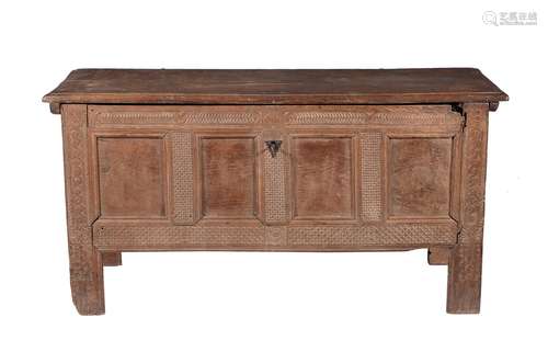 A carved oak chest