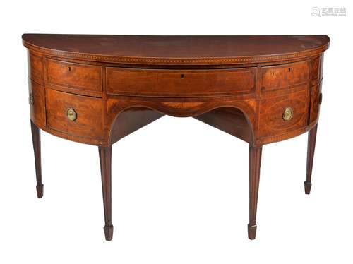 A George III mahogany, strung, and marquetry inlaid sideboard