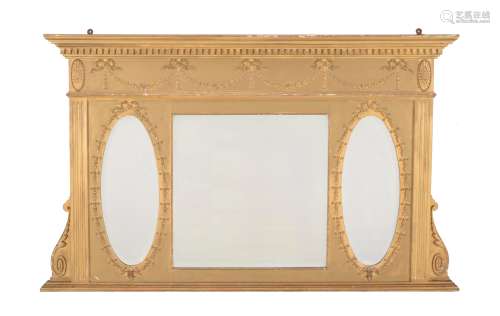 A giltwood and composition overmantel mirror