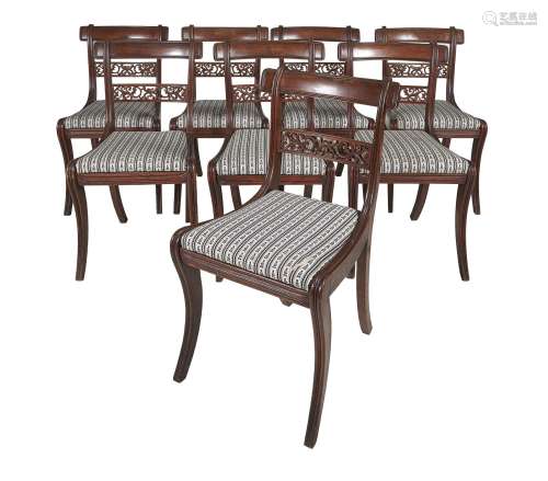 A set of eight Regency simulated rosewood dining chairs