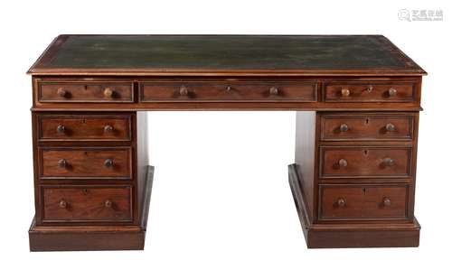 A Victorian mahogany pedestal desk