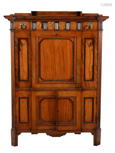 An Anglo-Indian specimen timber secretaire cabinet