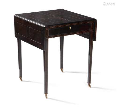 An Anglo-Indian ebony and inlaid Pembroke table