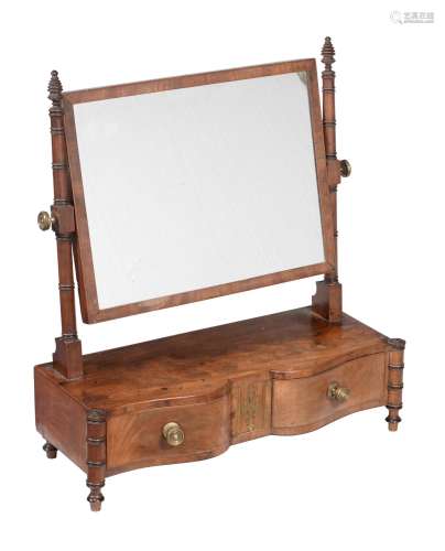 A Regency mahogany and brass inlaid dressing mirror