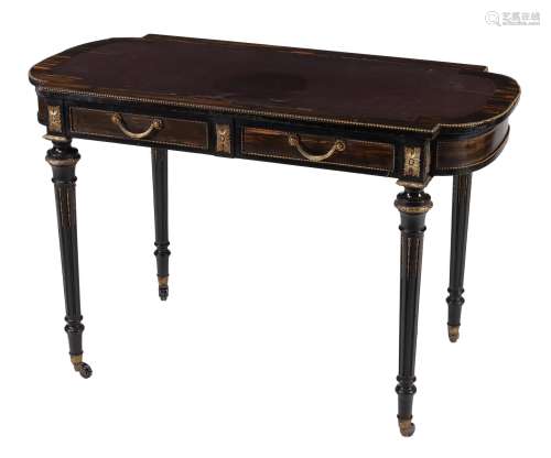 A Victorian Coromandel and gilt metal mounted writing table in Louis XVI style