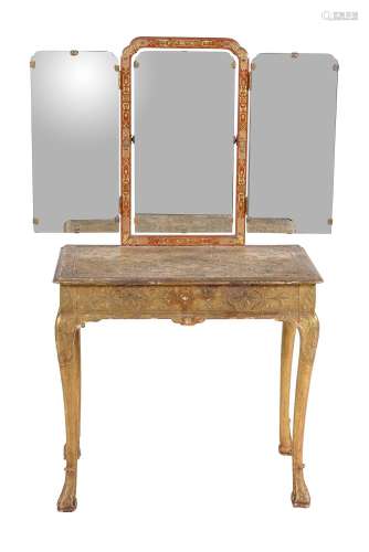 A giltwood and composition console table