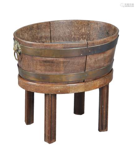 A George III mahogany and brass bound wine cooler