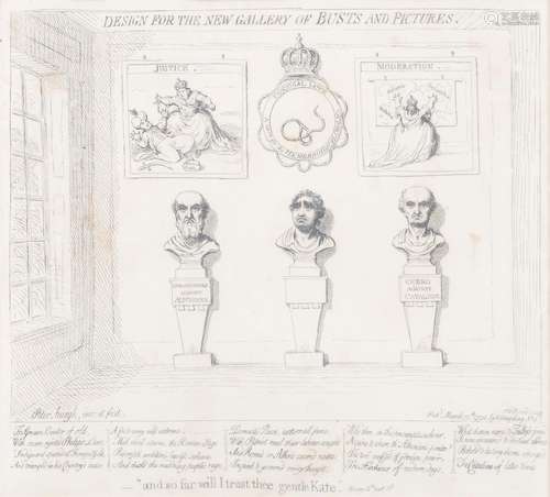 After James Gillray, six 18th and 19th century engraved prints (6)