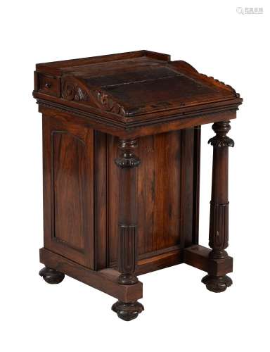 An early Victorian rosewood Davenport