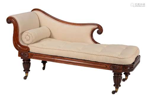 A Victorian mahogany and upholstered chaise longue