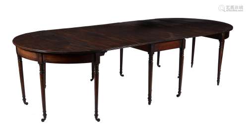 A Regency mahogany extending D-end dining table