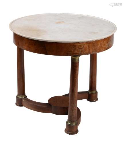 A Louis Philippe walnut and marble topped centre table