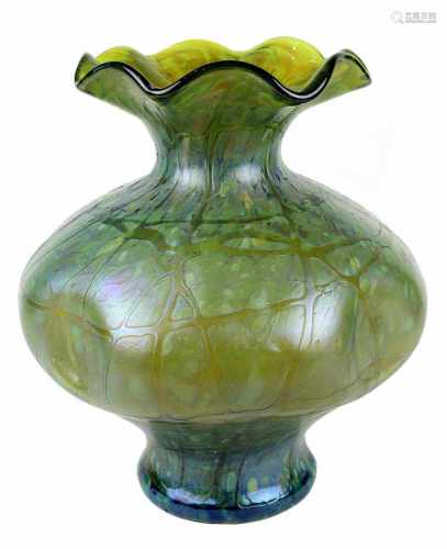 Große Kralik Jugendstil-Vase, Wilhelm Kralik & Sohn, Eleonorenhain Böhmen 1900 - 1905, bauchiger