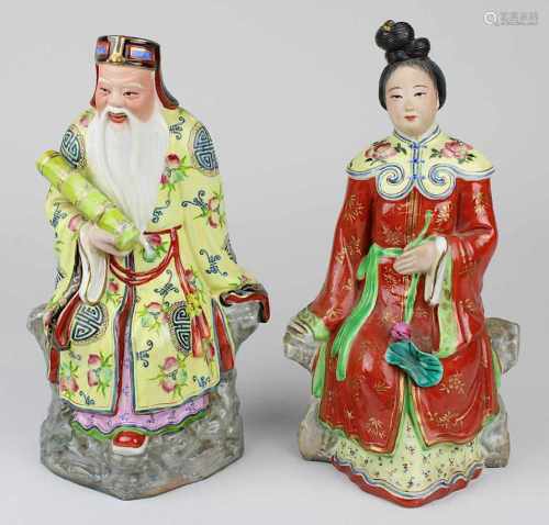 Chinesischer Würdenträger und seine Gemahlin, zwei Porzellanfiguren, China wohl M.20.Jh.,