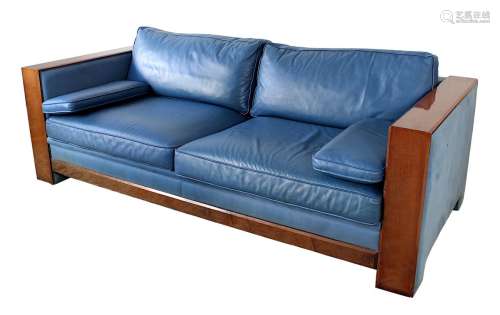 Sofa im Art Déco Stil, deutsch 2. H. 20. Jh., Lehnen und Front mit Mahagoni verblendet,