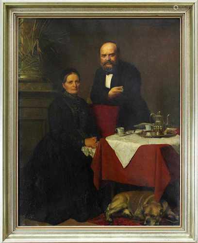 Schulz-Briesen, Eduard (Dormagen 1831 - 1891 Düsseldorf), Spätbiedermeier Ehepaar-Porträt, fein