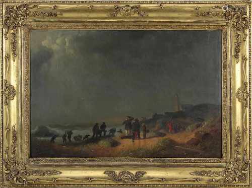 Mevius, Hermann (Breslau 1820 - 1864 Düsseldorf), Bergung nach Schiffbruch bei stürmischer See in