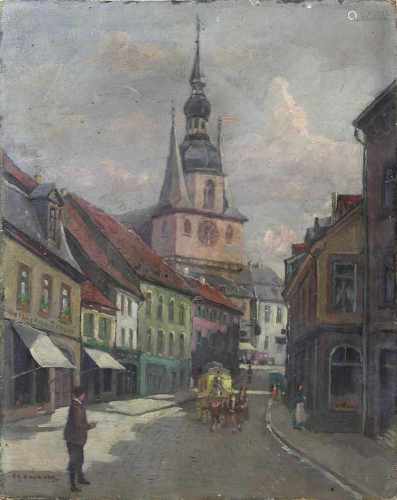 Baumann, Georg Emil (Elberfeld 1891 - 1977 Wilhelmshaven), Straßenansicht in St. Wendel mit
